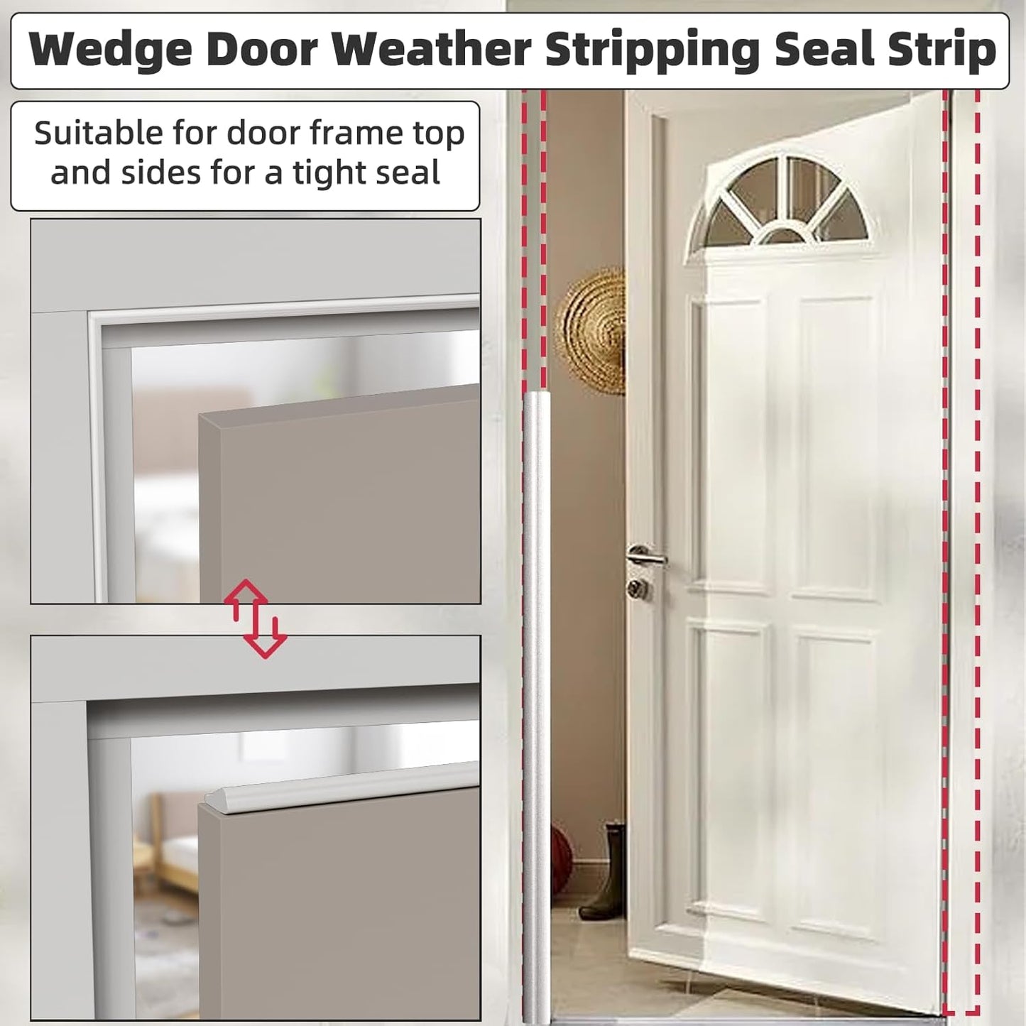 16.4 Ft Weather Stripping Seal Strip for Doors/Windows,Soundproofing Window Insulation Draft Stopper for Winter, Selfadhesive Foam Weather Strip for Door Frame,Door Gap Filler Noise Blocker(White)