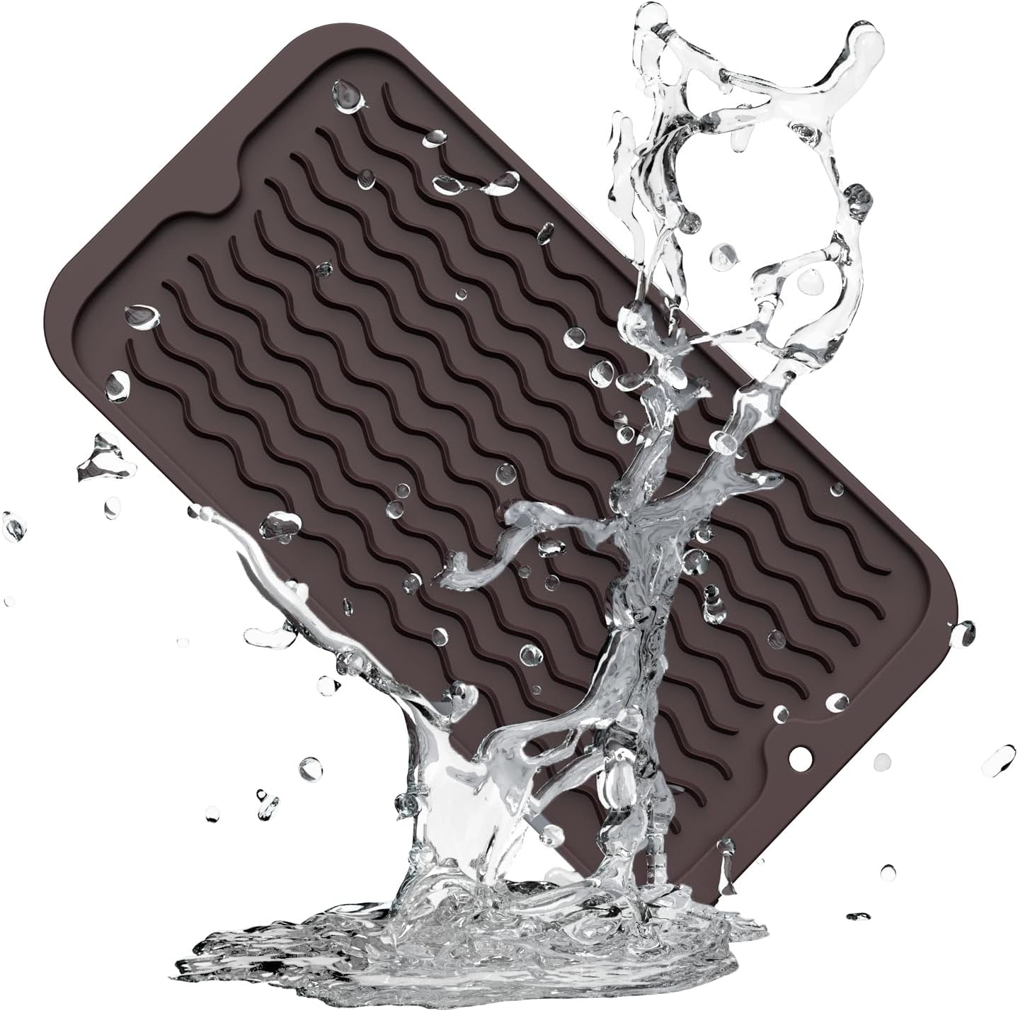 ZLR Silicone Dish Drying Mat for Kitchen Counter, Eco-Friendly Fast Dry Dish Mat, Easy Clean Multi Usage Drying Matt, Heat Resistant Trivet, 6" x 12" Extra Small, Coffee