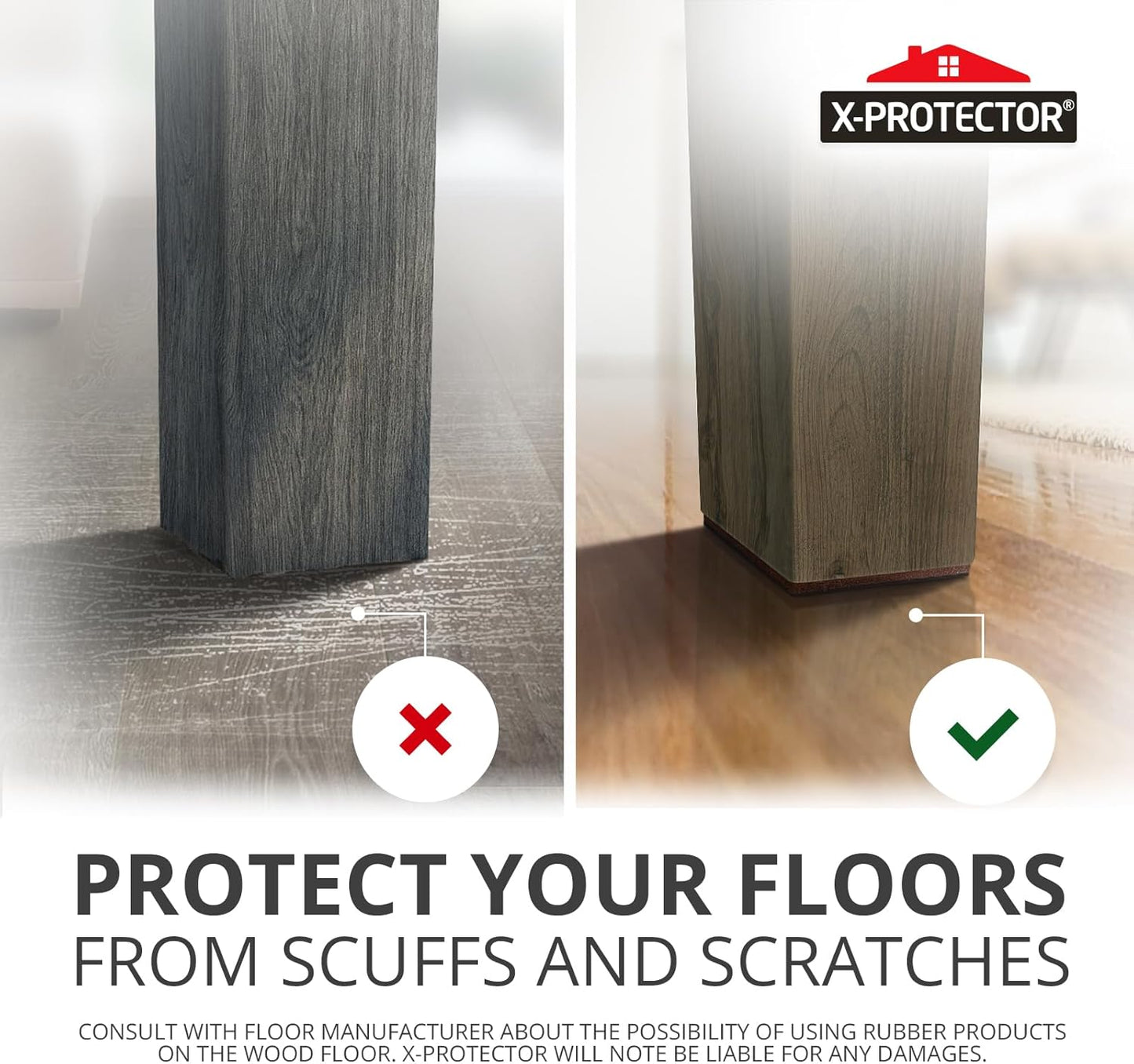 X-PROTECTOR Non Slip Furniture Pads - 8 pcs Premium Furniture Grippers 4"! Self-Adhesive Rubber Feet Furniture Feet - Ideal Non Skid Furniture Pad Floor Protectors - Keep Furniture in Place!