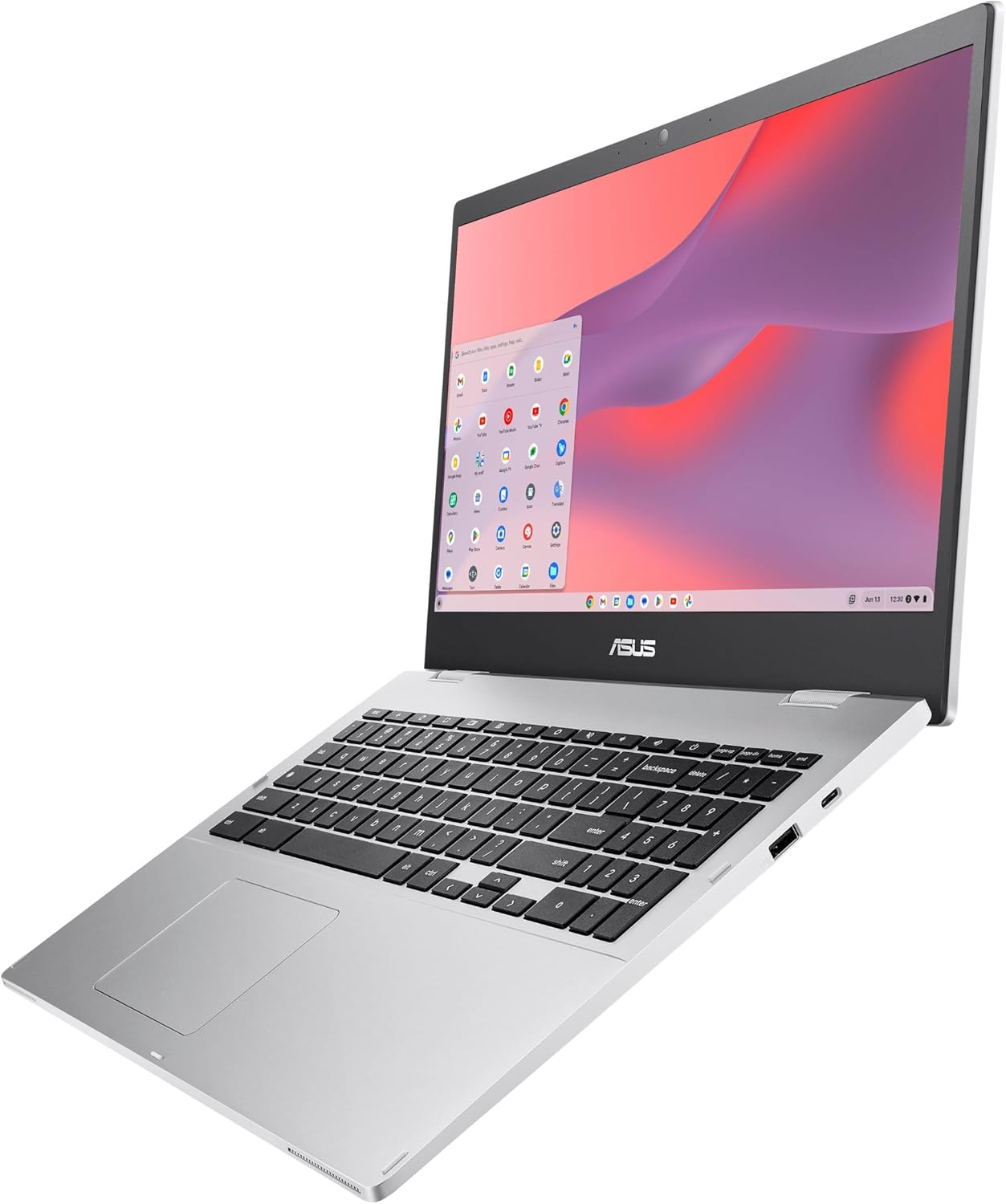 ASUS Chromebook CX1, 15.6" FHD NanoEdge Display, Intel Celeron N4500 Processor, 64GB eMMC Storage, 8GB RAM, ChromeOS, Transparent Silver, CX1500CKA-AS84F