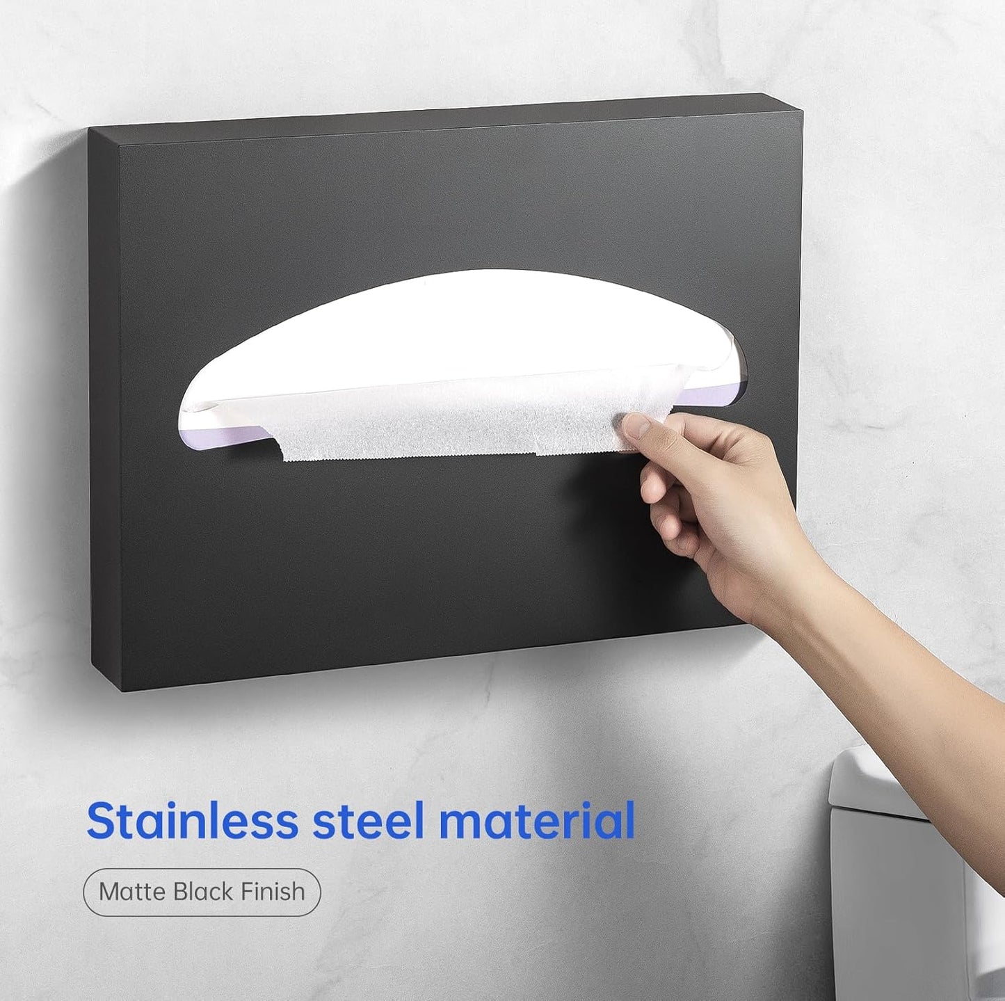 Toilet Seat Cover Dispenser Wall Mounted Stainless Steel Matte Black