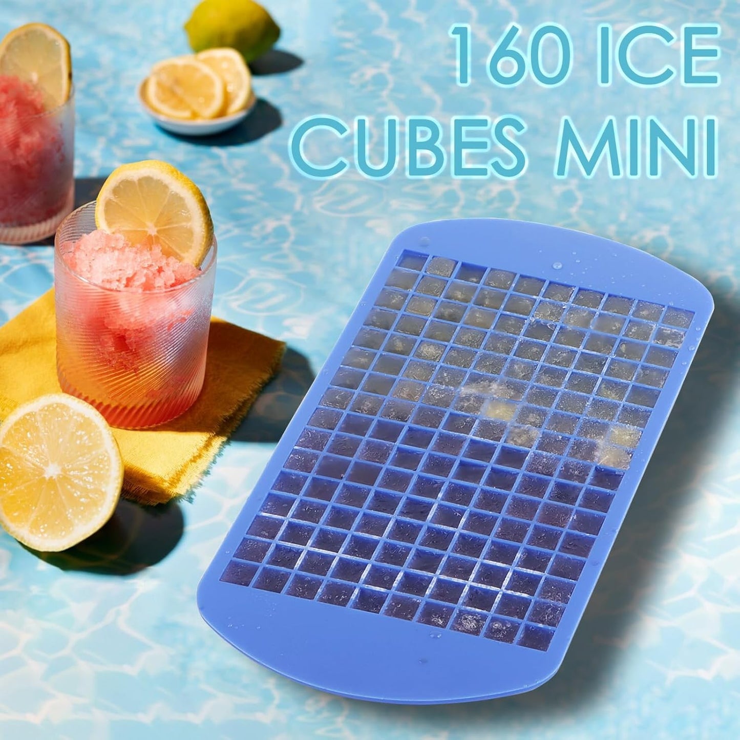 Silicone Mini Ice Cube Trays 2 Pack, 160 Crushed Ice Cube Molds, Easy Release Small Ice Cube Trays with BPA free & Quick freezing, Reusable, for Baby Food, Chilling Whiskey Cocktail, Drinks and Coffee