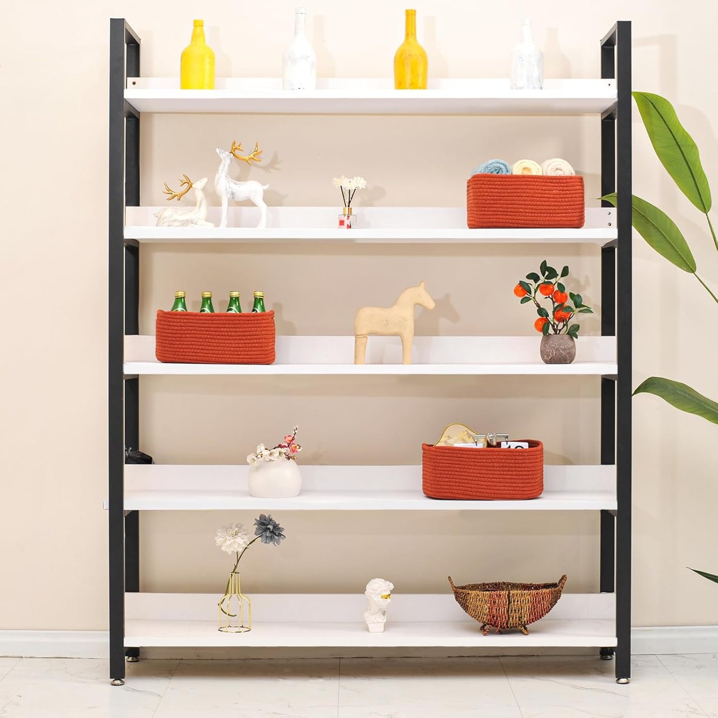 Small Red Woven Baskets for Organizing, Basket for Gifts Empty, Cotton Rope Baskets for Storage, Organizer Bins for Organization, 13"×8.5"×5.1" (3 Packs) Brick Red