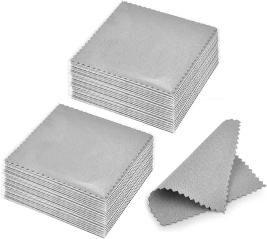 SEVENWELL 100pcs Jewelry Cleaning Cloth Gray Polishing Cloth for Sterling Silver Gold Platinum Small Silver Polish 8x8cm