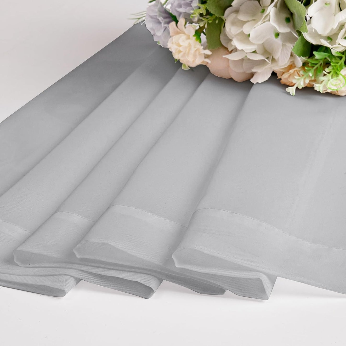 Chyhomenyc Sheer Light Grey Curtains 90 inches Long 2 Panels, Light Filtering Soft Airy Solid Elegant Voile Window Treatment Drapes for Bedroom Living Room Wedding Party Decor, 42 Wx90 L Inches