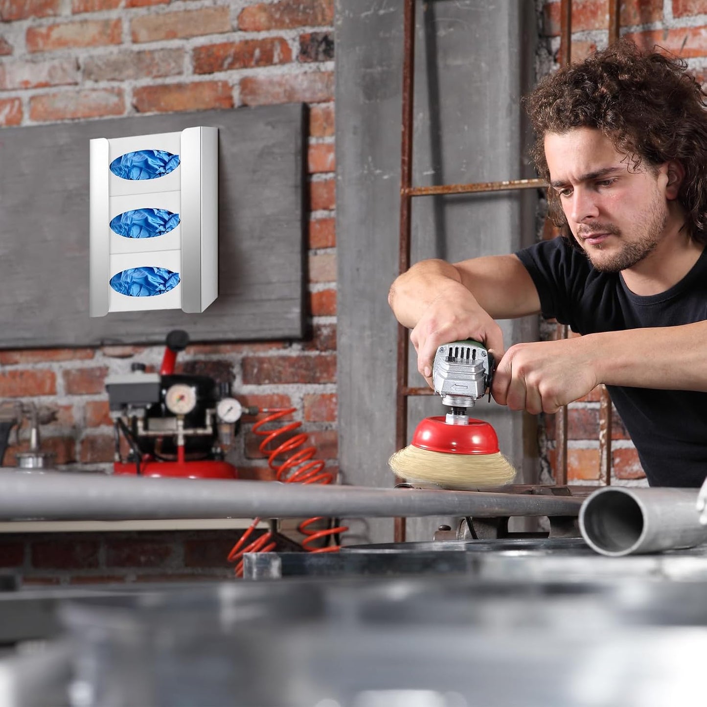 Blulu 2 Pack Glove Box Holder/Dispenser Stainless Steel Triple Wall Mounted Glove Box Organizer, 9.84"H x 14.96"W x 3.74"D