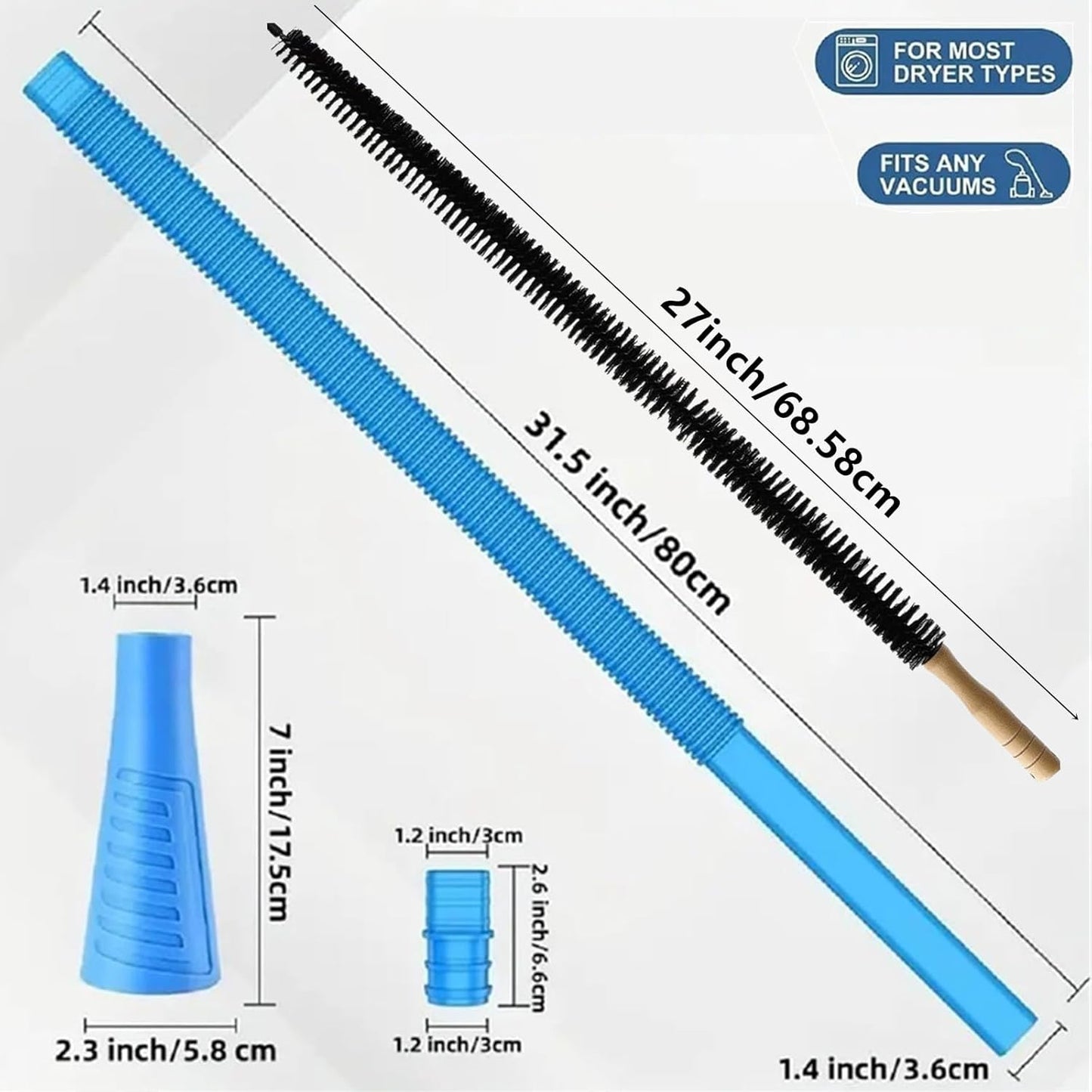 Universal Dryer Vent Cleaner Kit Compatible with All Vacuum Cleaner Include Vacuum Hose Attachment Accessories Brush Lint Brush,Dryer Vent Vacuum Hose with Gloves