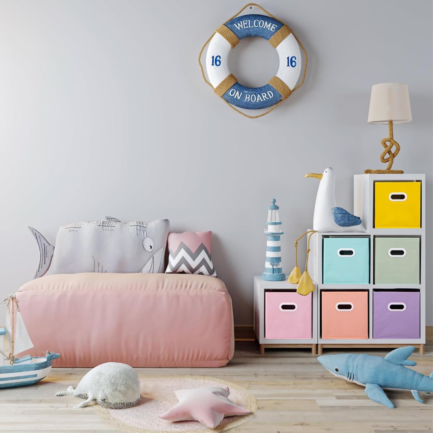 Stero Fabric Storage Cubes Bins, 11 inch Fun Colored Foldable Storage Baskets with Dual Plastic Handle for Home, Kids Room, Closet and Toys Organization, Multi Colored, Set of 6