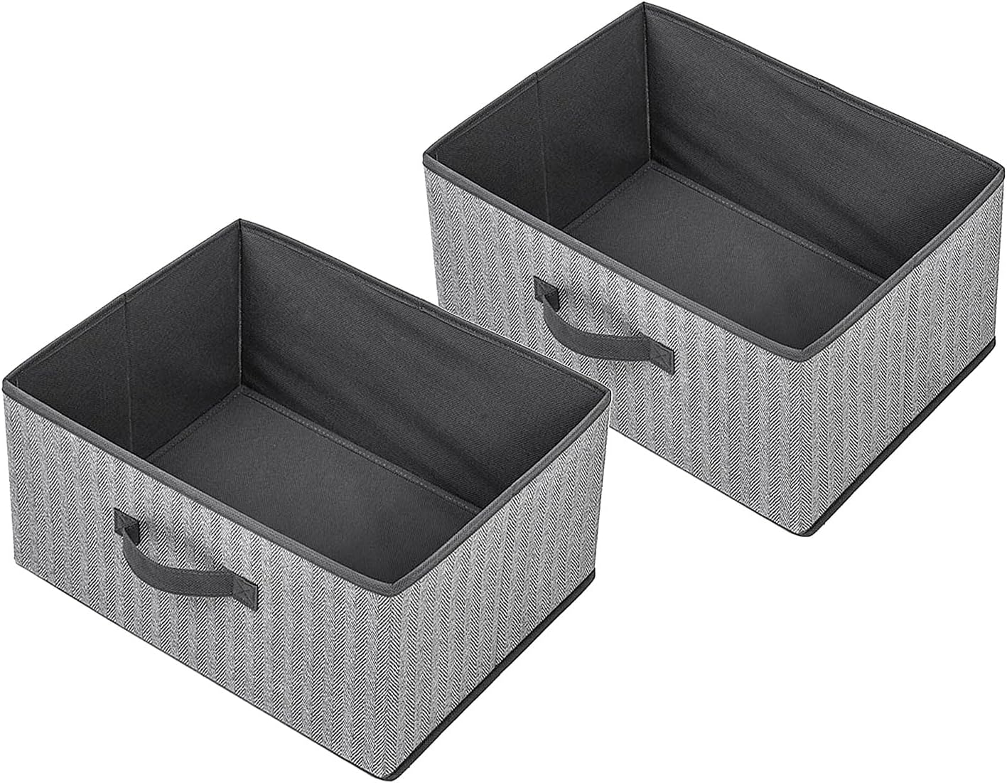 Storage Baskets, 15.7 Inch Woven Fabric Bins, Storage Cubes with Reinforced Handles, Organizer Bins for Closet Shelves, Foldable, for Toys, Clothes, Natural Beige (2PCS/Grey-15.7*11*7.8inch)