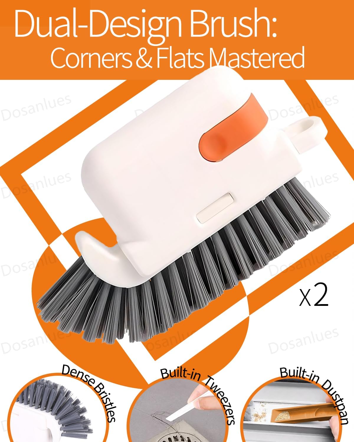 Groove Gap Cleaner Tools Set, 8 Pcs Hand-held 2 Brush with Dustpan&tweezer + 2 Sponge Brush with Dustpan + 2 Replacement Sponges +2 crevice brushes for Sliding Door, Sill, Tile Lines, Track, Car Vents