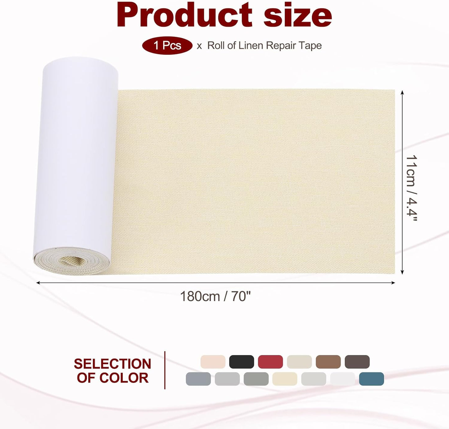 PATIKIL 70x4.4 Inch Linen Repair Tape, Repair Fabric Patch Self Adhesive Couch Patch Line Repair Patch for Furniture Sofa Car Seats Office Chairs, Apricot White