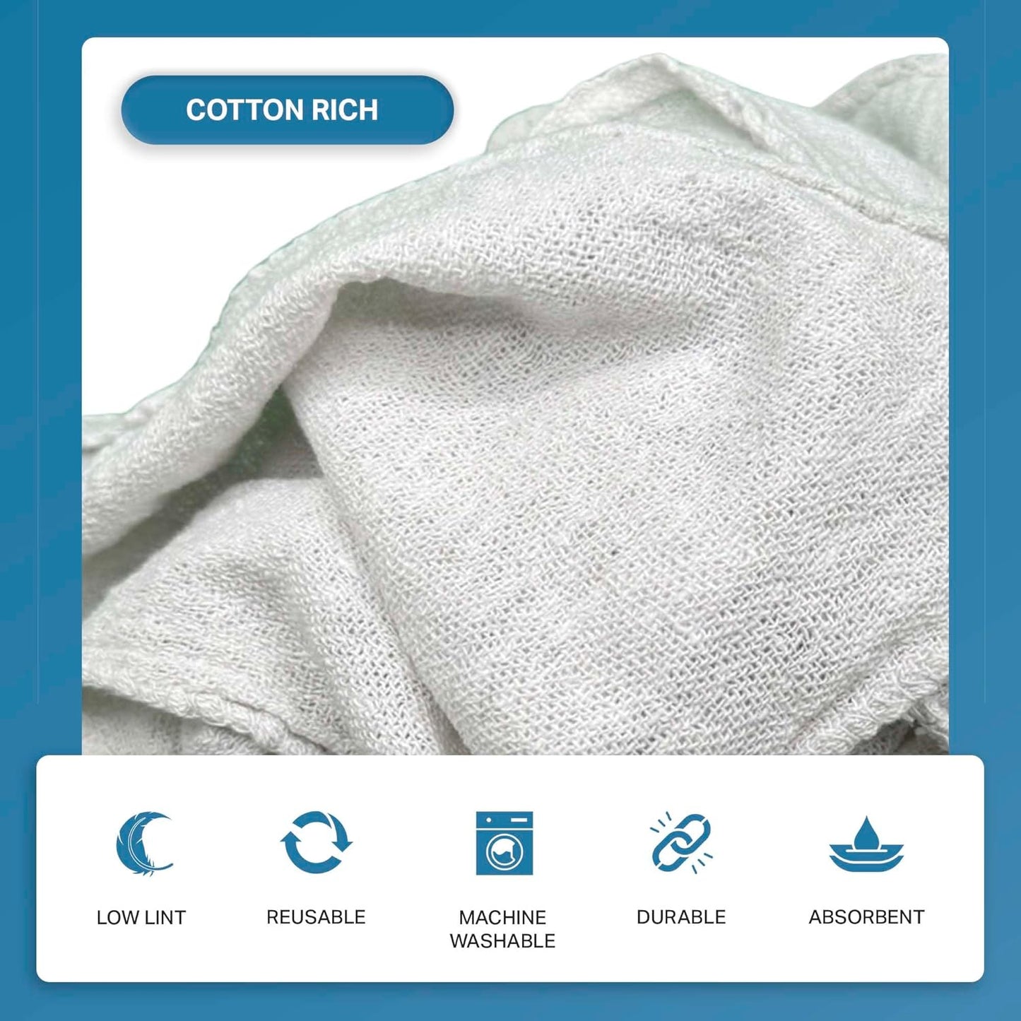 Angel-in-Armor Shop Towels (14”x14”) – 1000 Unit Box of Lint-Free Cotton Shop Towel Cleaning Rags – Durable Shop Rags for Auto, Garage, Industrial, and Commercial Use