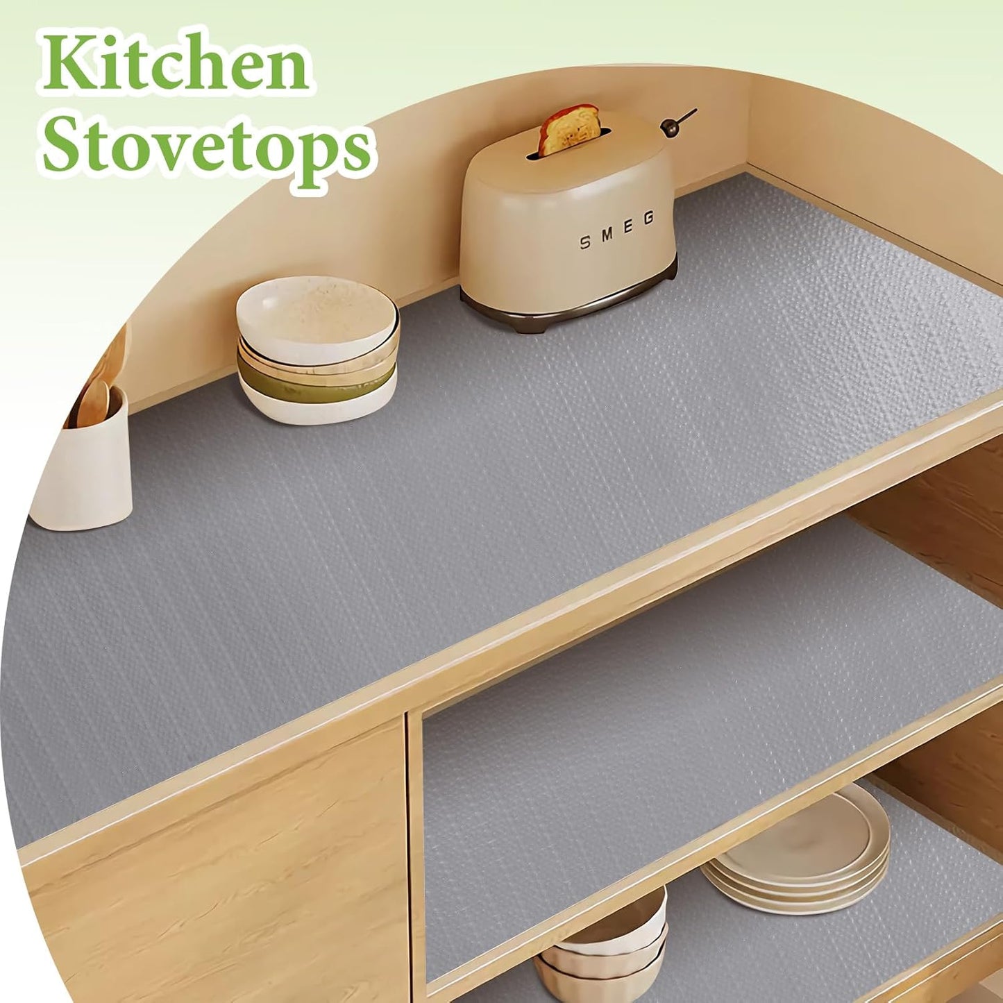 Shelf Liners for Kitchen Cabinets 17in x 30FT Non Adhesive Drawer Liner Grey Thickened Shelf Liner Paper Strong Non-Slip Easy to Clean for Tool Box Refrigerator with Knife and Tape Measure