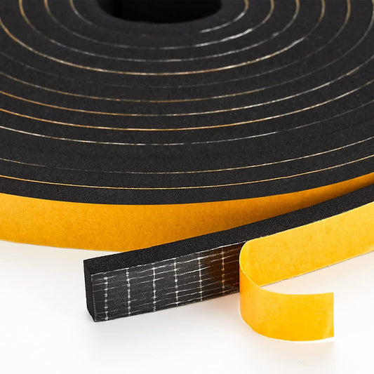 16 Feet Weather Stripping Door Seal, 1" Wide X 3/4" Thick Door Seal Strip High Density Foam Tape Adhesive Strip for Door Soundproofing,Window Insulation (1" x 3/4" x 16FT,Black)
