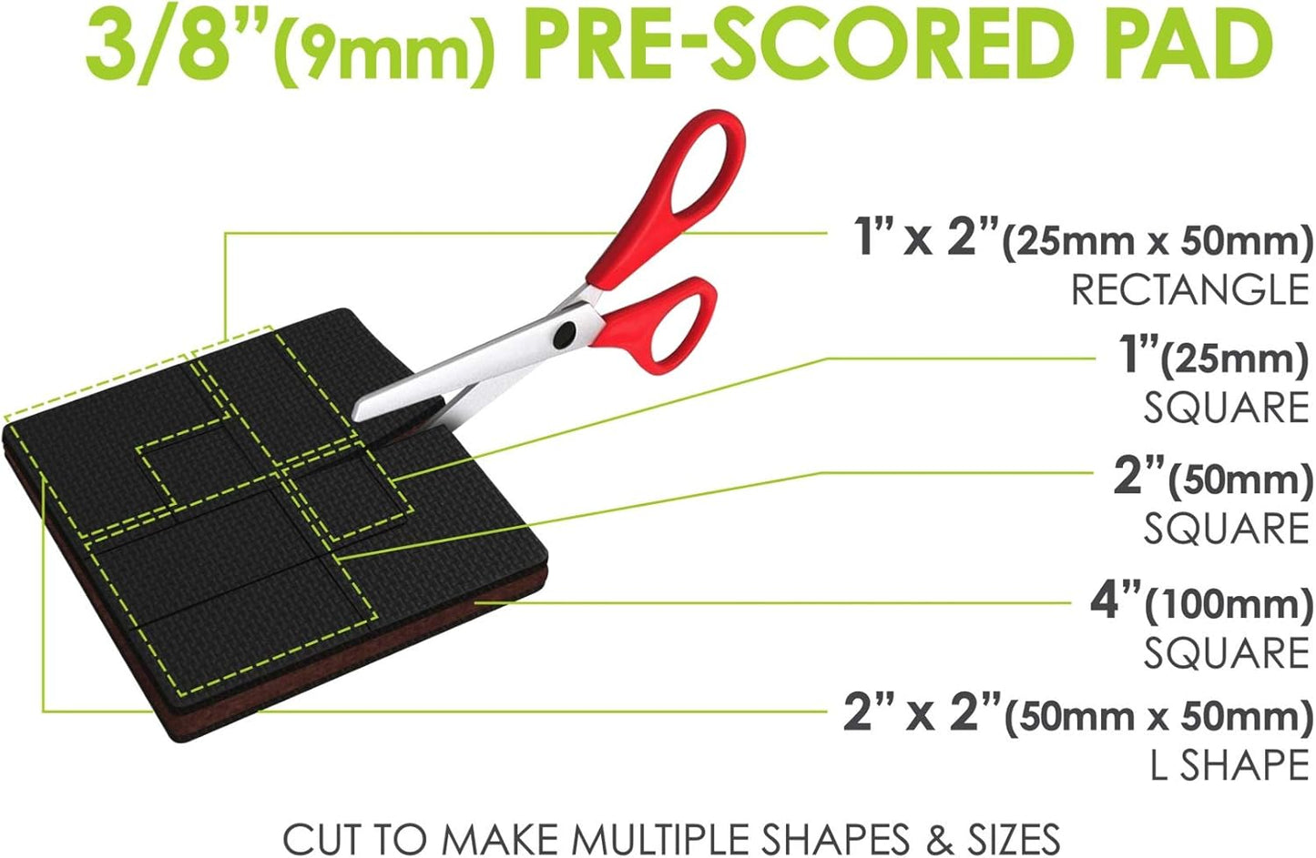 Slipstick GorillaPads 4 Inch Non Slip Furniture Gripper Pads (Pre-Scored to Cut to Size) Stops Sliding and Protects All Hard Floor Surfaces, Optional Self-Stick Adhesive, Square, CB140