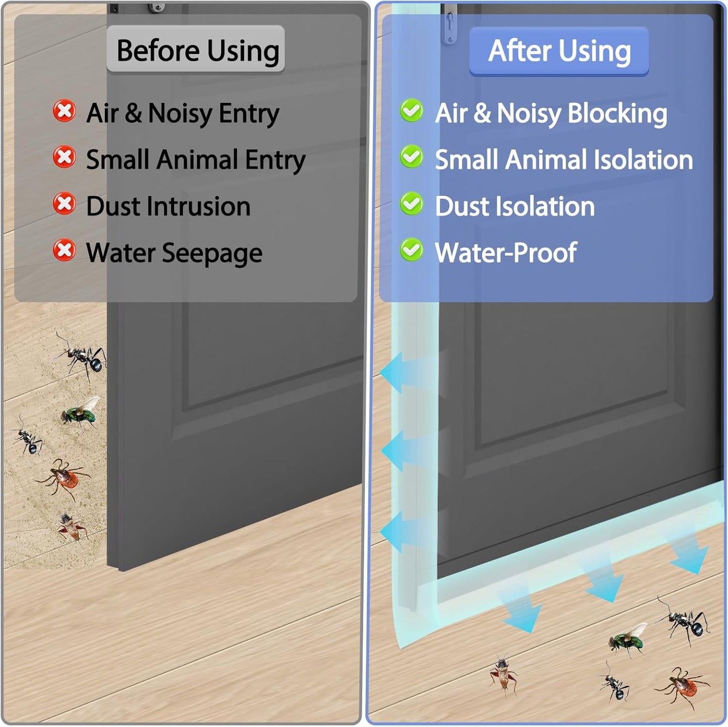 Weather Stripping Door Draft Stopper Flexible Self Adhesive Silicone Door Seal Strip for Glass Doors Windows and Shower Glass Gaps, 2 Inch Wide X 10 Feet Long, Clear