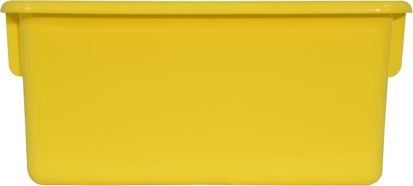 Wood Designs Cubby Storage Bin, Heavy Duty Plastic Containers for Kids Yellow Cubby Tray Set of 12