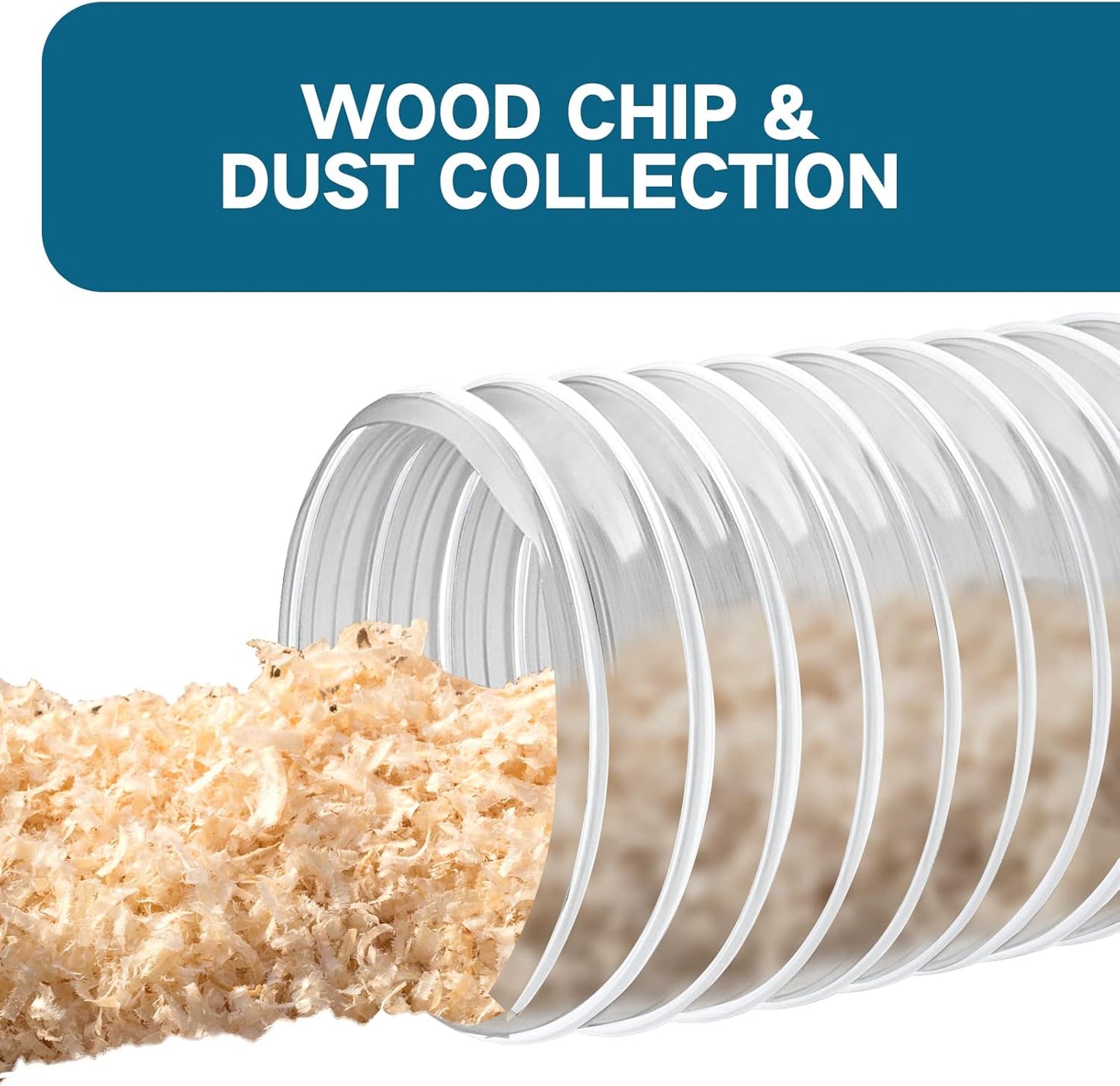 Qucship PVC Dust Collection Hose 2 1/2" x 20' - Heavy PVC Fume Collection Hose for Workshop, Woodworking, Dust Collection Systems