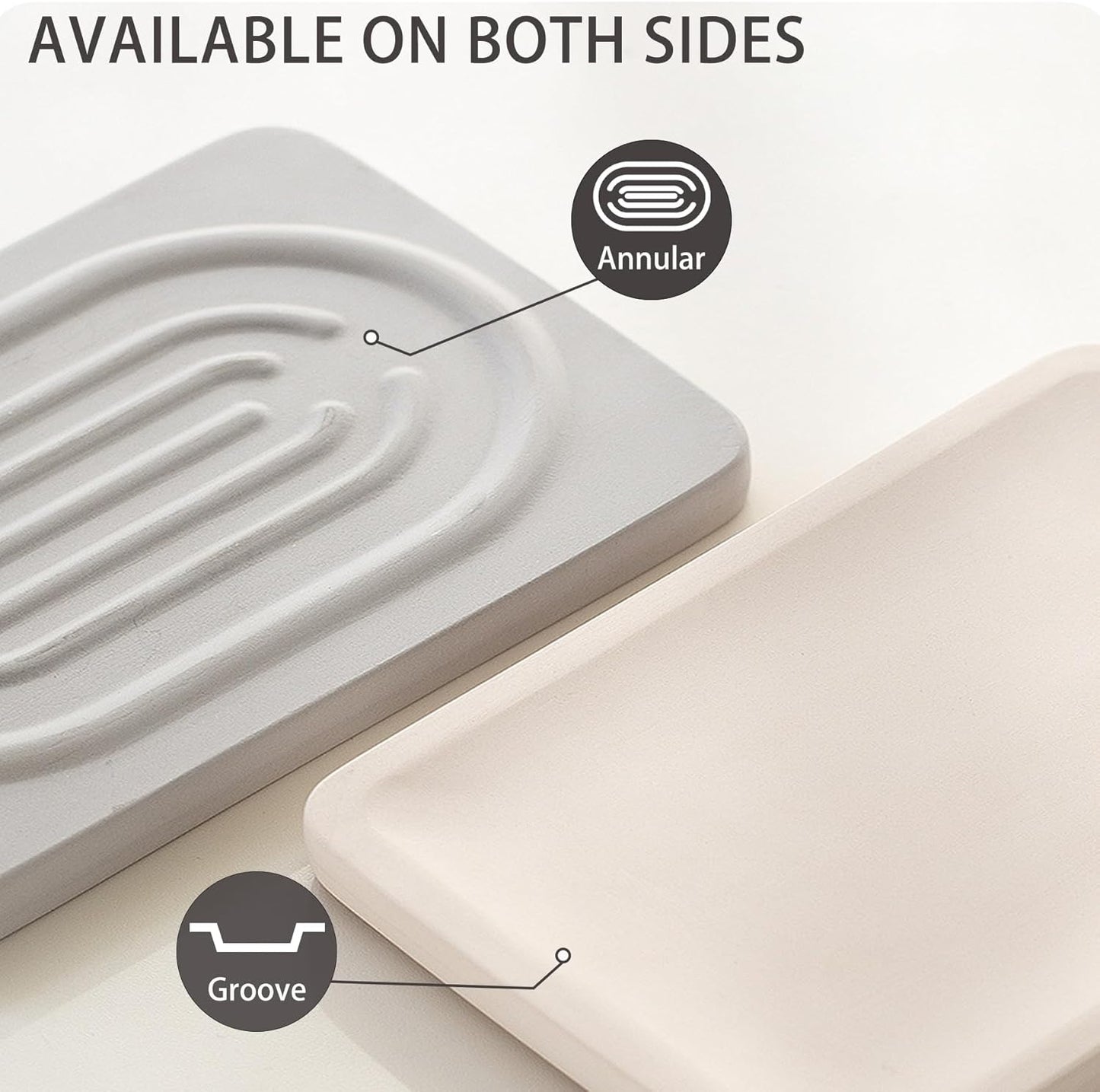 Diatomite Soap Dish for Kitchen Organizer, Quick Dry Sink Caddy Holder for Sponge, Brush, Toothbrush - Fast Absorbing Stone Tray (Beige, 4.8" x 3.1")