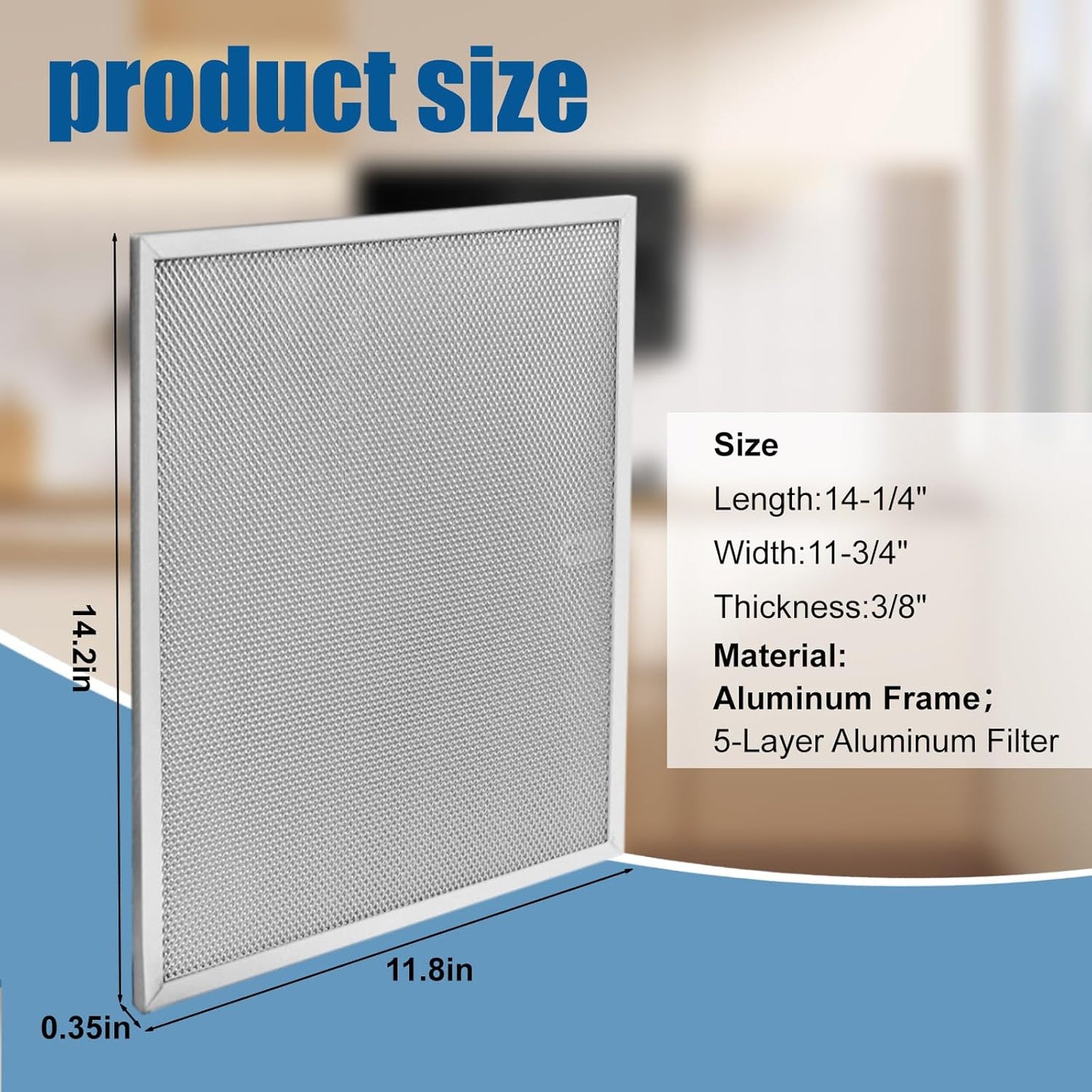 Allure Range Hood Filter Replacement 14.2" x 11.8" BPS1FA30 With 5-Layer Aluminum Mesh Fit for Broan. Nutone vent filter for Kitchen Overhead Exhaust Fan Blocks Grease & Filters Oven Air (2PIC)ENKTIK