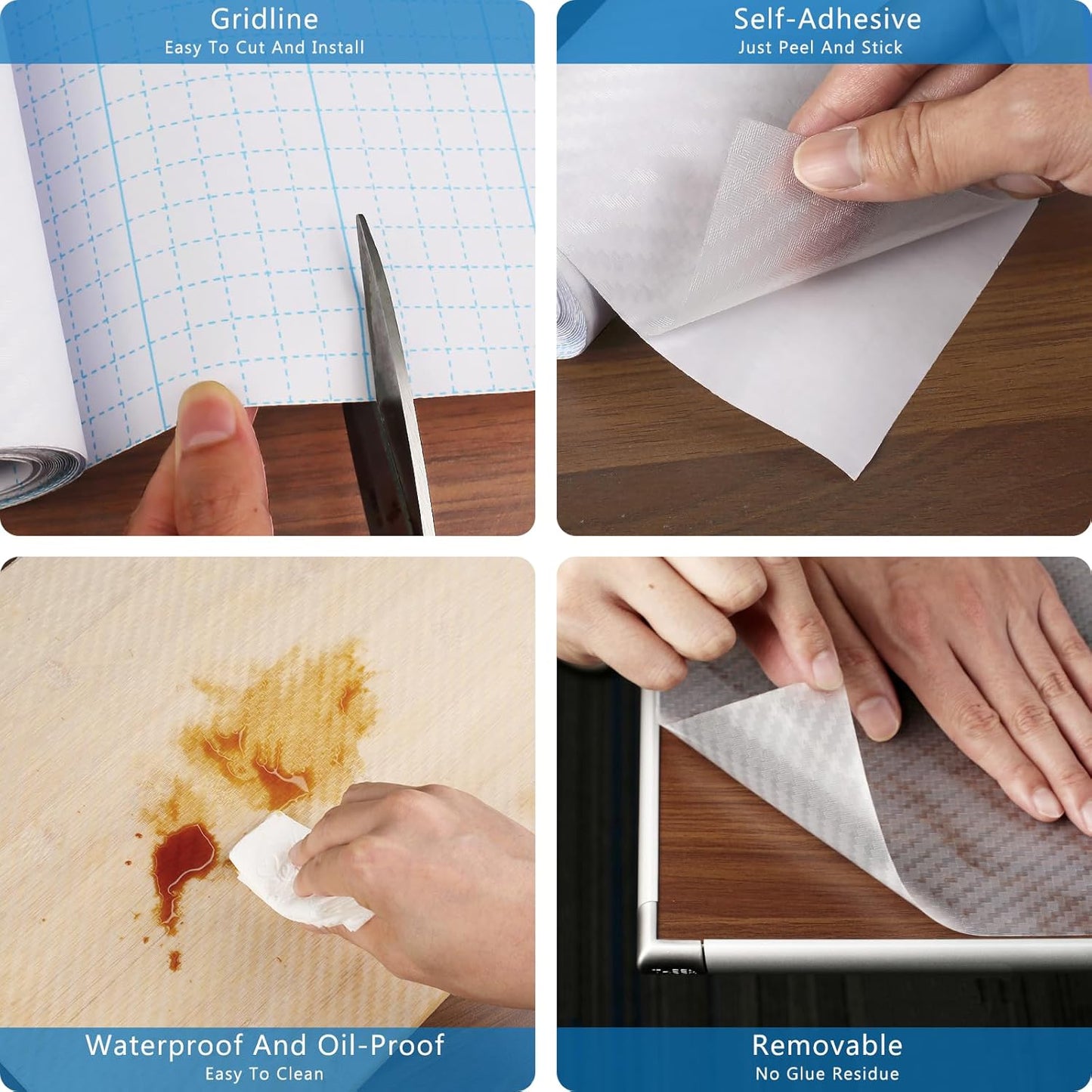 Self-Adhesive Shelf Liner Kitchen Liner, Waterproof Backed Paper Easy Peel and Stick Contact Liner Without Residue for Decor Your Desk Surface, Kitchen Countertops (Clear, 11.8 x 59 inches)