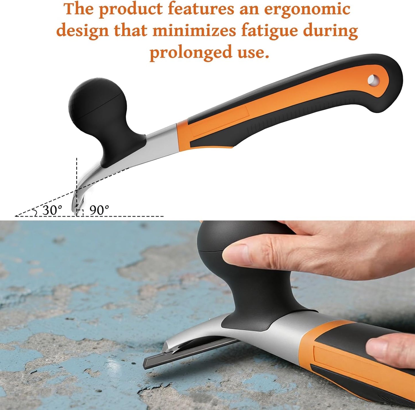 ‌Premium 2.5" Carbide Scraper Tool – Heavy Duty Paint, Glue, Varnish, Resin, Putty Remover for Wood, Metal, Tile, Concrete & More – Ergonomic Non-Slip Handle, Sharp Durable Blade