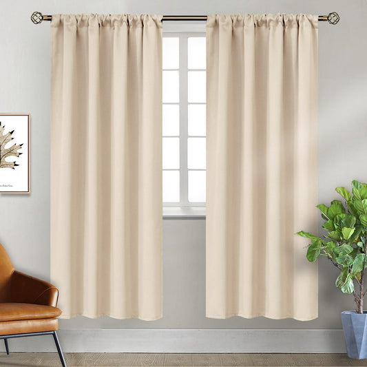 BGment Champagne Blackout Curtains for Bedroom 72 Inches Long - Thermal Insulated Room Darkening Curtain for Living Room, 42 x 72 Inch, 2 Panels