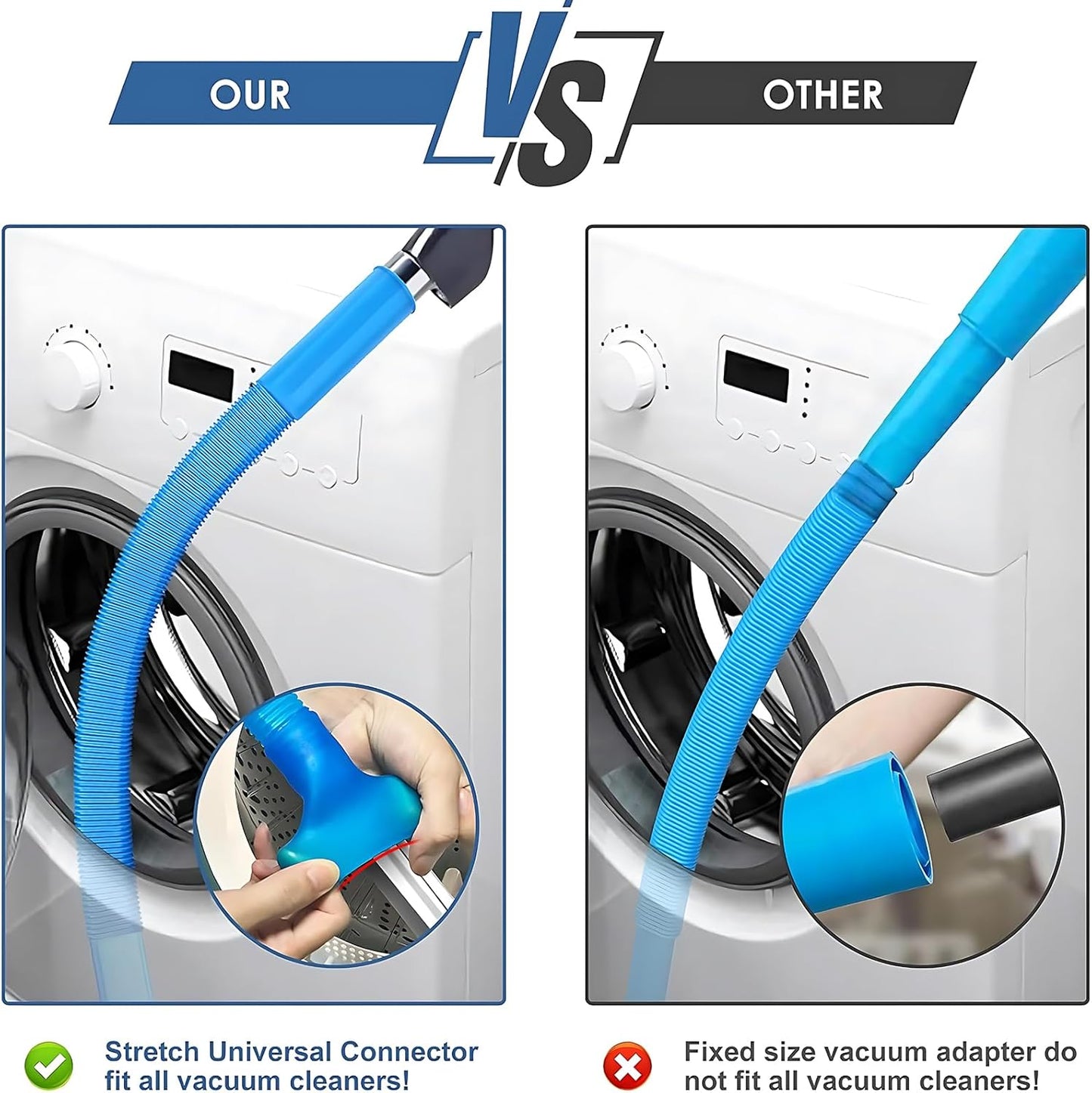 Upgraded Dryer Vent Cleaner Kit: Universal Vacuum Hose Attachment for Lint Removal |Fits All Vacuums Deep Cleaning Brush for Clogged Ducts