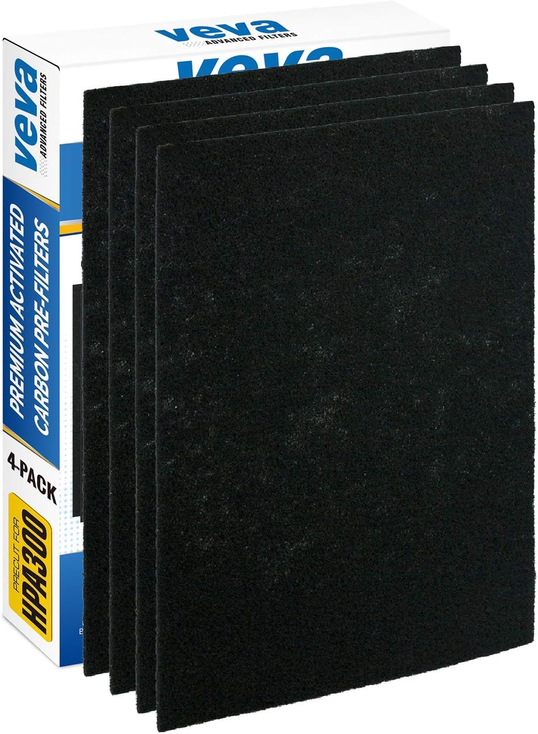 VEVA Precut for HPA300 Premium Carbon Activated Pre Filters 4 Pack Compatible with HW Air Purifier. Precision Fit for Easy Installation Advanced Filters