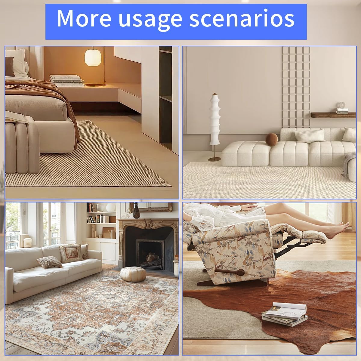 Extra Large Area Rug Cushioned Carpet Pad, 3x5 Ft, Thick Felt Pad for All Floors, Keeps Rug in Place Soft