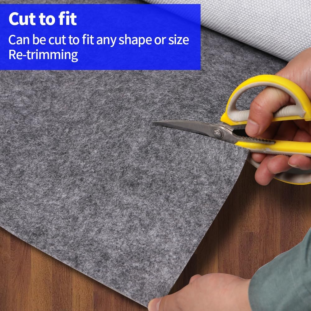 Waterproof Non-Slip 1/4” Extra Thick 8x10 ft Rug Pad for Large Area Rugs Durable Felt Floor Protection pad for All Floors, Suitable for Cutting. Rug Pads Keep Rugs in Place and Provide Cushioning