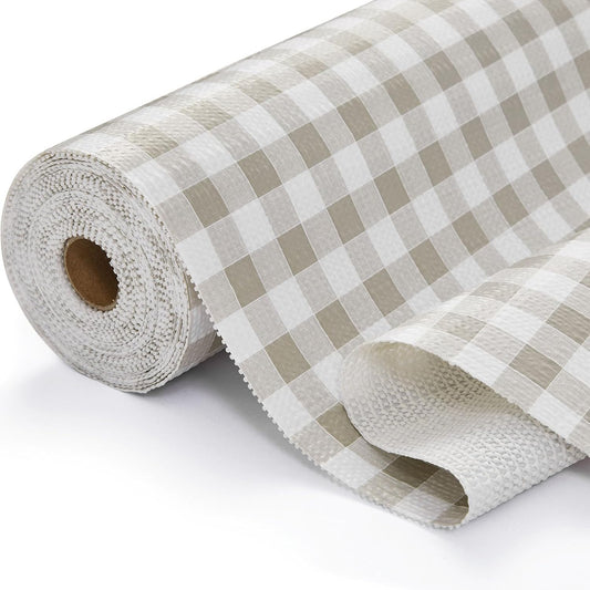 Drawer and Shelf Liner for Kitchen Cabinet Liner Non-Adhesive Non-Slip Shelf Thick Strong Grip Waterproof Contact Paper Easy to Clean for Shelves, Cupboard, Desks,Green Plaid,12IN X 10FT