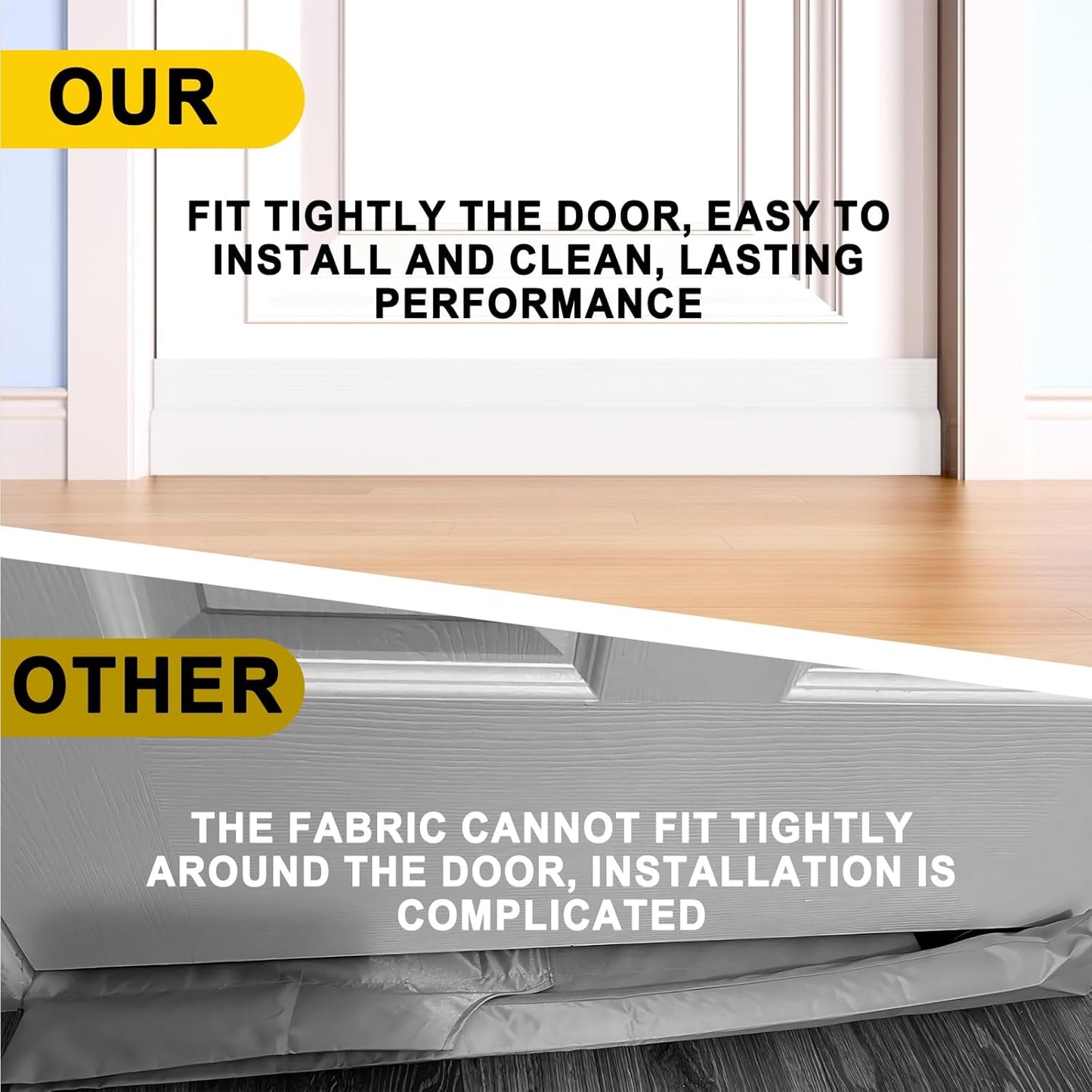 Door Draft Stopper,Door Sweep for Bottom of Door,Weather Stripping Door Seal Draft Guard Blocker Noise Cold Air Insulation Soundproofing for Exterior Interior Home Improvement(White, 78")