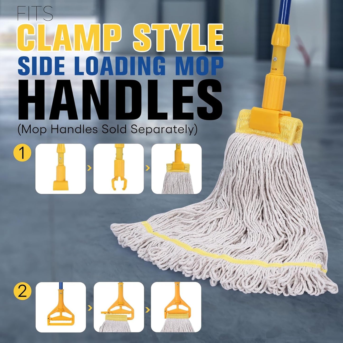 Matthew Cleaning Commercial Mop Head Replacement, 5 Inch Wide Headband, Looped End Cotton Blend String Wet Mops for Floor Cleaning, 18 oz Medium, Case Pack 12 Pcs White