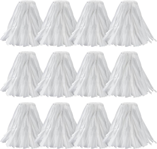 MATTHEW CLEANING Looped-Open Disposable Industrial Wet Mop Head 1.25'' Universal Headband Non-Woven Commercial Replacement for Indoor & Outdoor Use, Floor Cleaning String Mop Refill 12 Pack