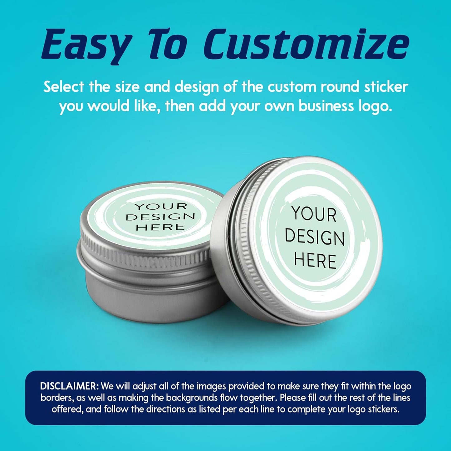 100 Custom Vinyl Stickers - Upload Your own Image, Text, Design, Logo - Personalized Logo Labels for Handmade, Packaging, Bottle, Jars, Candle, Brand Stickers (Mint, 1x1)