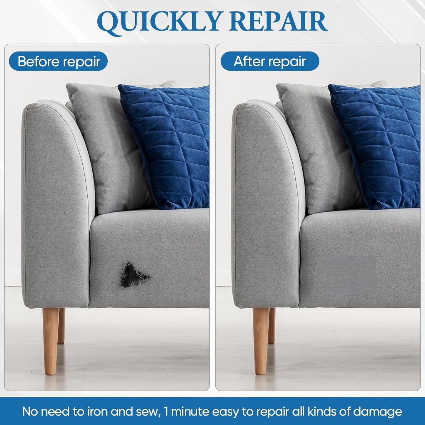 Canvas Patch 5.5 x 8 Inches 6Pcs Self-Adhesive Waterproof Canvas Patch Kit for Repairing Tents,Sofas,Boat Covers,Camping Chair,Awnings,Car Seats.(Dark Blue)