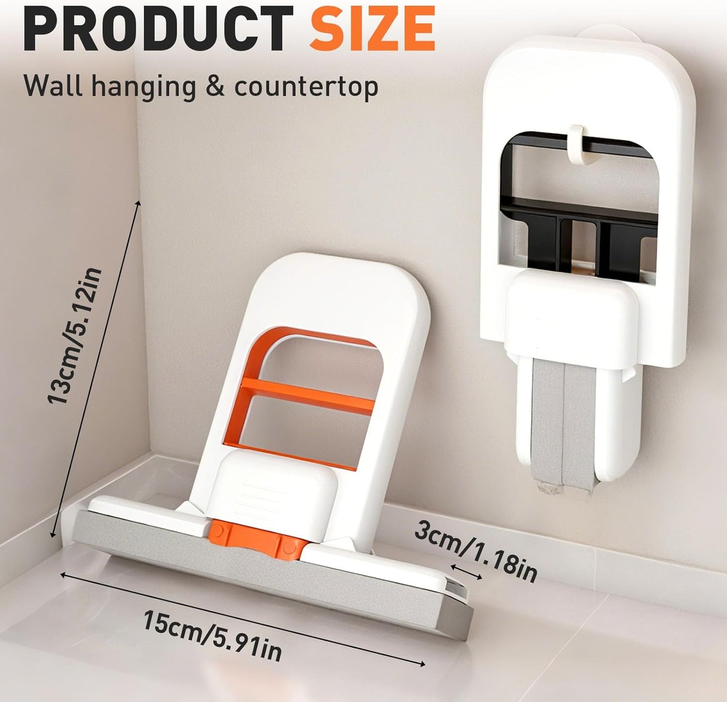 Mini Foldable Desktop Mop, 2026 New Portable Cleaning Sponge Mop for Wet and Dry, Mini Portable Self-Squeeze Small Mop for Bathroom, Kitchen, Desktop (Orange)