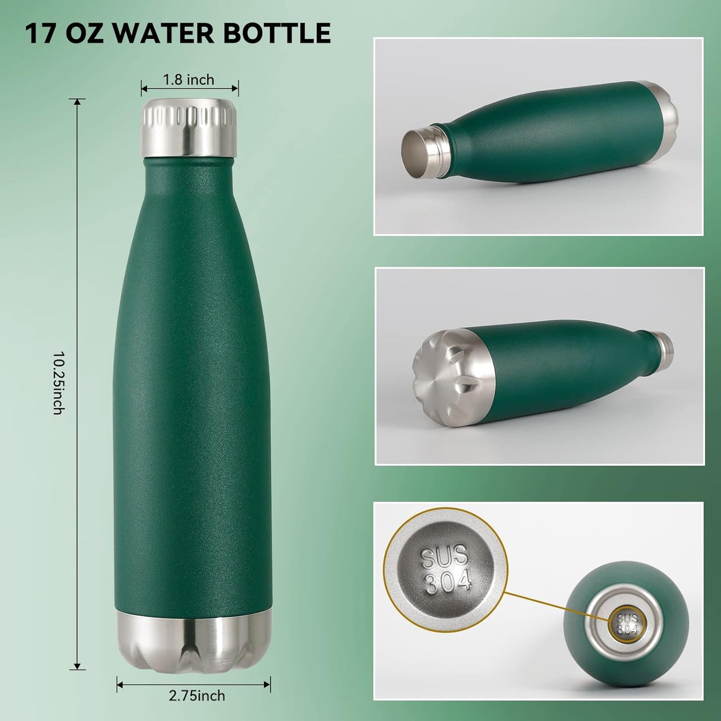 VEGOND 17oz Stainless Steel Water Bottles Bulk, Reusable Metal Sports Water Bottle Keeps Drink Hot and Cold, BPA Free Double Wall Vacuum Cola Shape Insulated Water Bottles for Camping Gym, 8 Pack