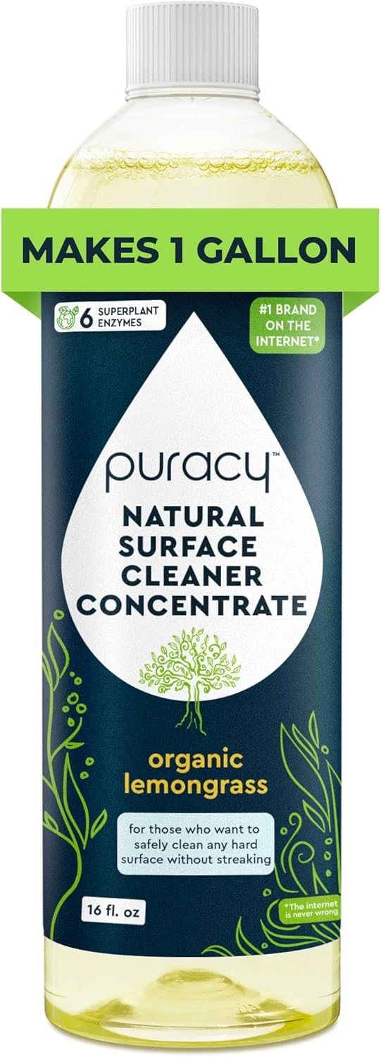 Puracy Multi-Surface Cleaner Concentrate - Plant-Powered Everyday Surface Cleaner - Natural All Purpose Cleaning Solution As Seen on TikTok (Organic Lemongrass, 16 fl oz)