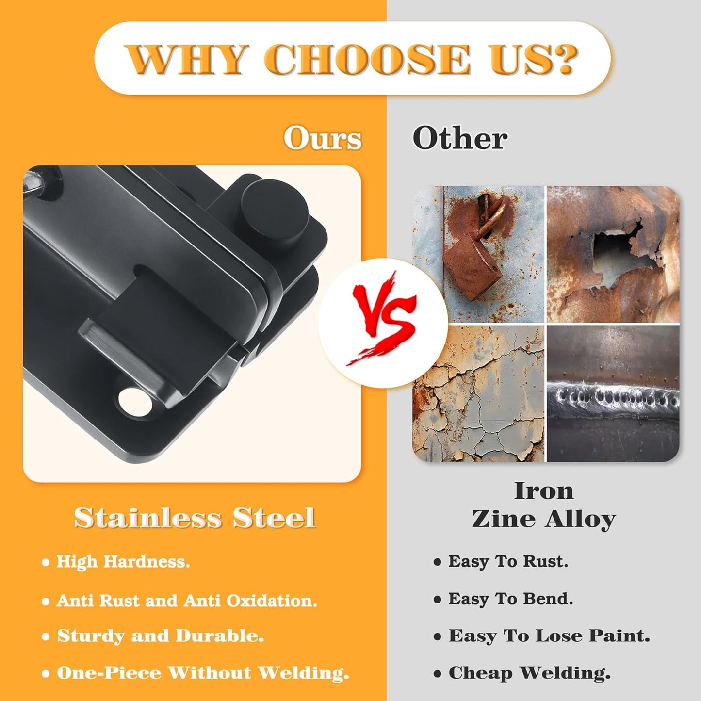 Alise Flip Latch Gate Latch,Black Shed Door Latch Barn Door Lock Shed Lock Shed Latch,Stainless Steel Locking Latches for Shed Barn Fence Chicken Dog Cage Window Cabinet Backyard Garage Doors,L-Size