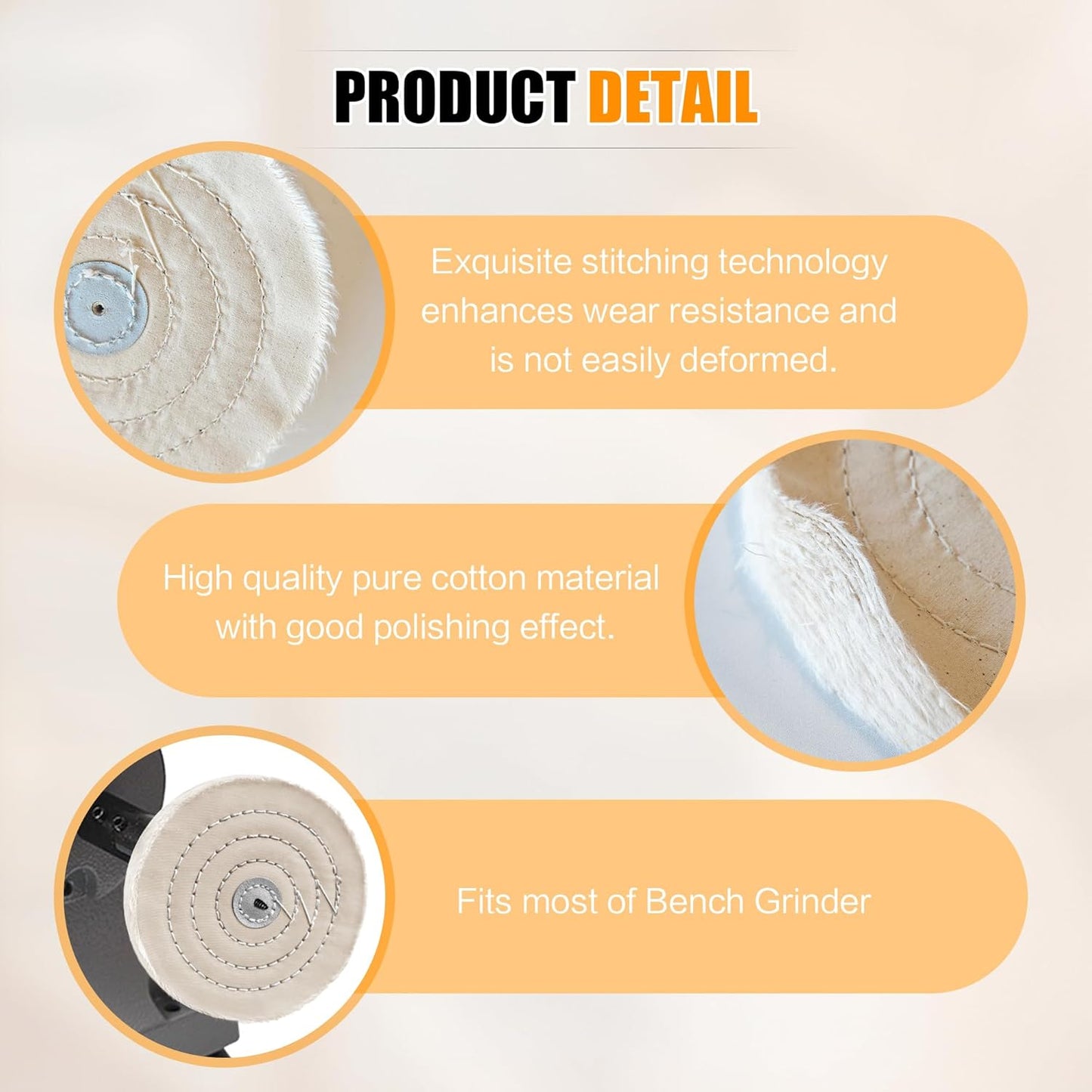 6pcs Buffing Wheel Kit Includes 4pcs 6 Inch Polishing Pads and 2pcs Polishing Compounds, for Bench Grinder for Jewelry, Metal, Wood, Jade, Stainless Steel, Glass, Plastic, Stone Polish