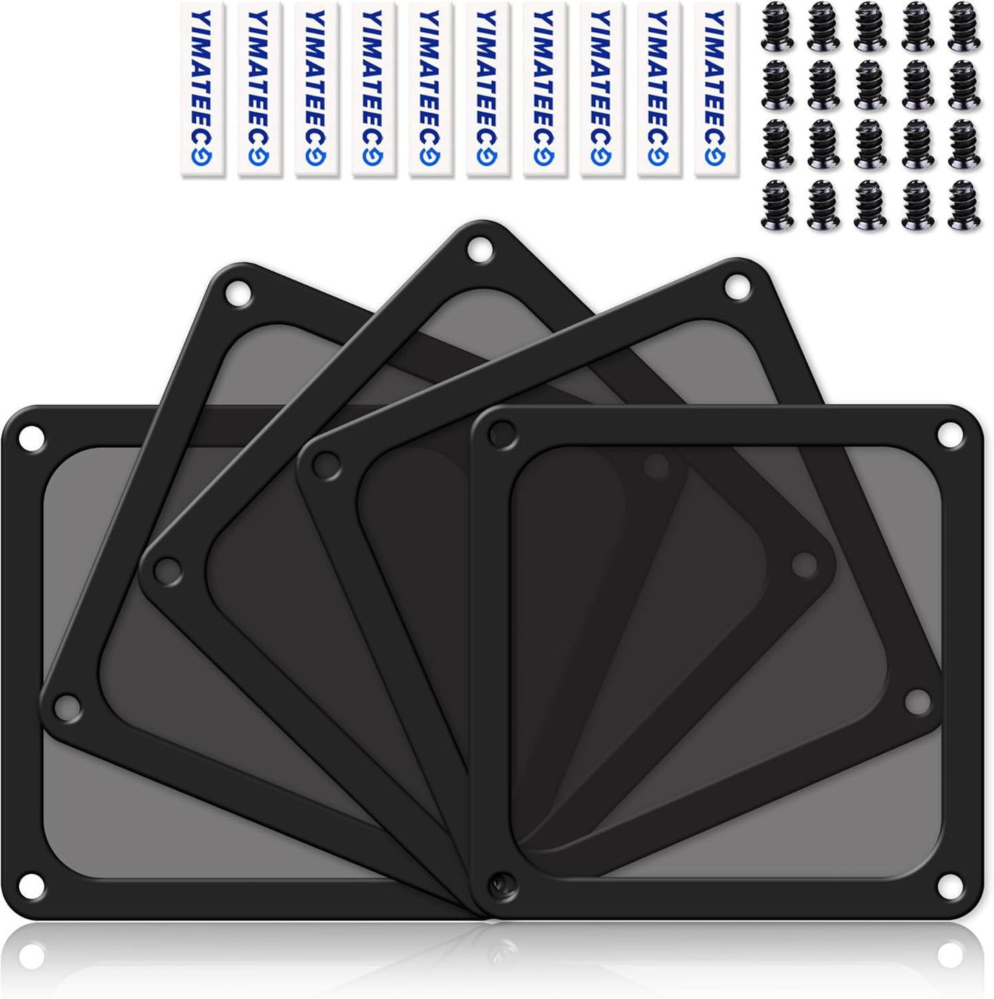 Dust Filter PC 140mm for Computer Cooler/PSU/Routers Nylon 80 Mesh, Magnetic Frame PC Fan Dust Mesh PC Cooler Filter Dustproof Computer Fan Grills (Nylon, 140 * 140mm, 5pcs, Black)