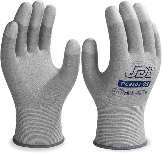 JDL ESD Work Gloves, Anti-Static Gloves for PC Building, 36 pairs, Computer Installation & Repair, High Resistance Carbon Fiber Gloves, Large