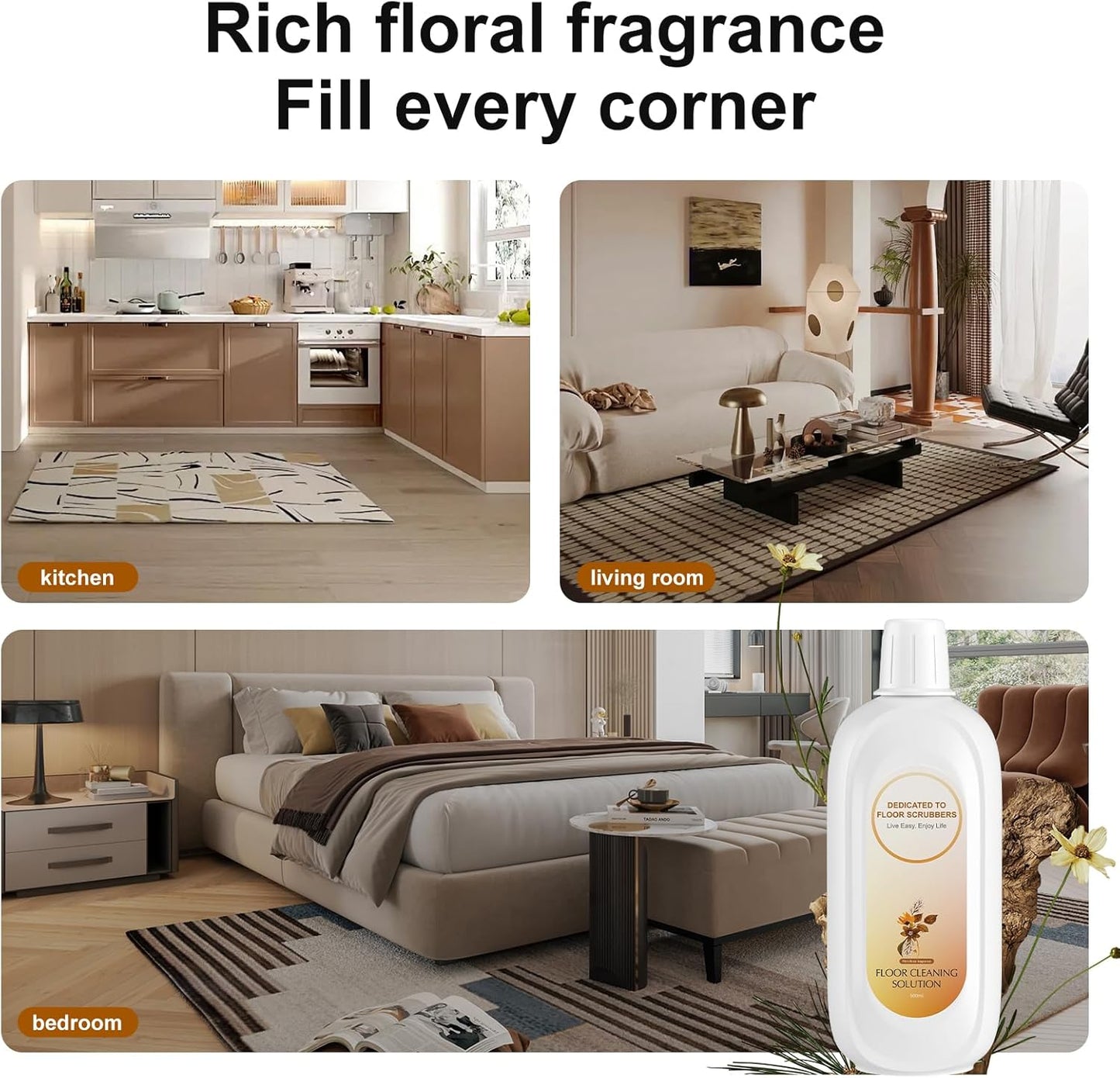 Floor Cleaning Solution Compatible With Tineco , Deep Cleans for Multiple Hard Floors, Suitable With All Robot Vacuums with Mopping and Cordless Wet/Dry Vacuum Mop Cleaner (Floral Fragrance 2 Bottle)