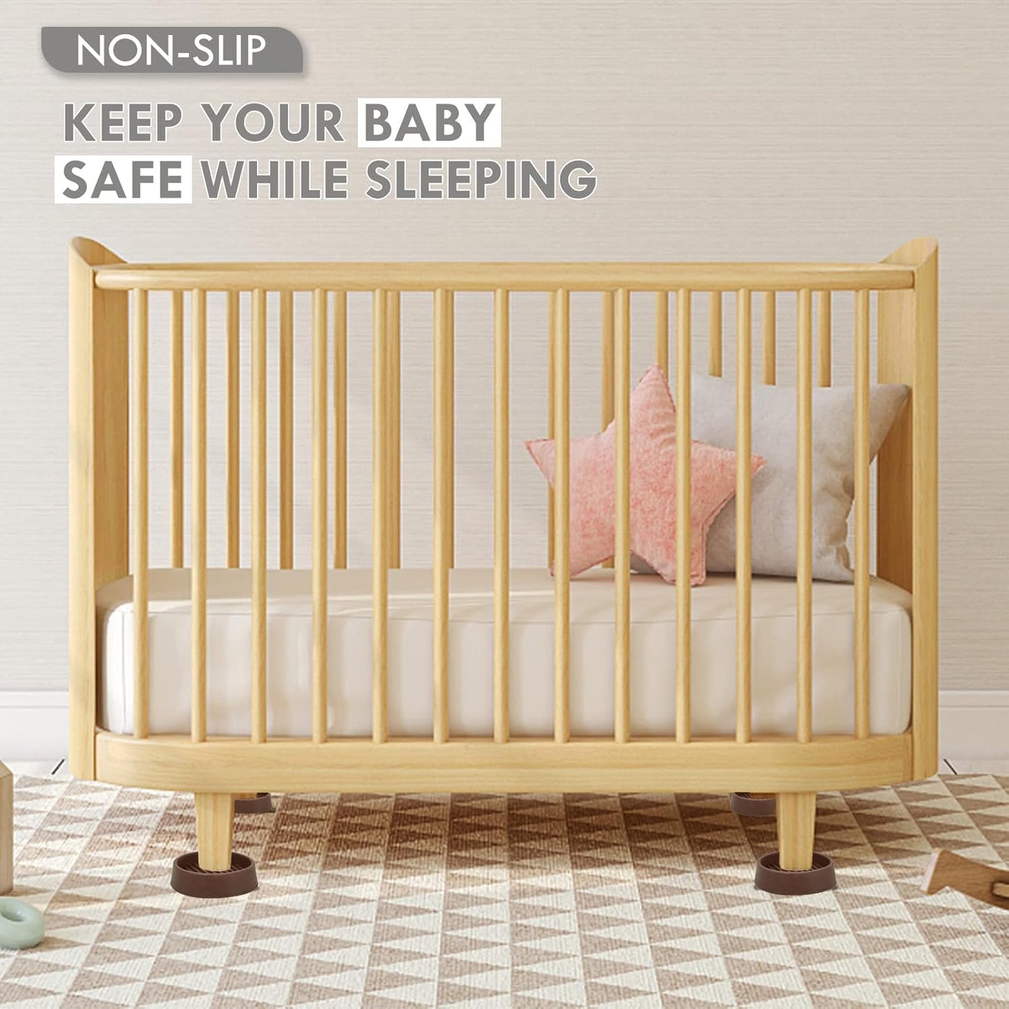 2X2 Round Rubber Caster Cups, Non Slip Furniture Pads, Anti-Slip Gripper, Anti Skid Furniture Feet, Anti Slide Floor Protector for Bed Couch Table Chair Stoppers (Brown, 8 Pack)