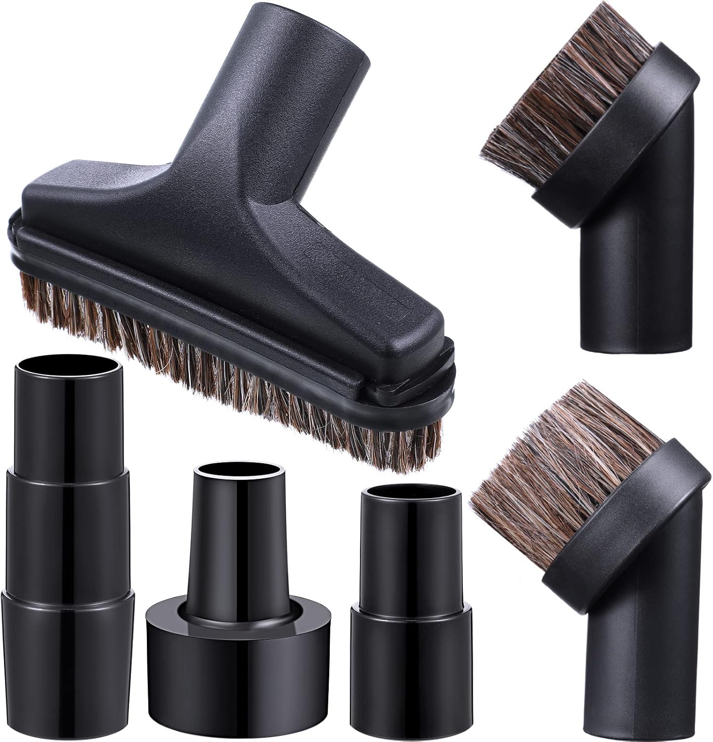 6 Pcs Vacuum Attachments Accessories VAC Attachments 1.25'' 25mm and 36mm Shop Round Dust Brush Vacuum Hose 5.9 Inch Floor Attachment Brush Replacement with 1-1/4 to 1-3/8 Inch Adapter(Simple Style)