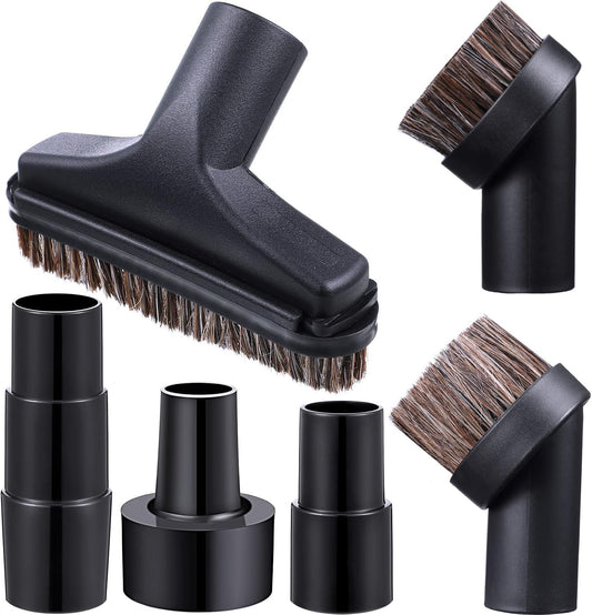 6 Pcs Vacuum Attachments Accessories VAC Attachments 1.25'' 25mm and 36mm Shop Round Dust Brush Vacuum Hose 5.9 Inch Floor Attachment Brush Replacement with 1-1/4 to 1-3/8 Inch Adapter(Simple Style)