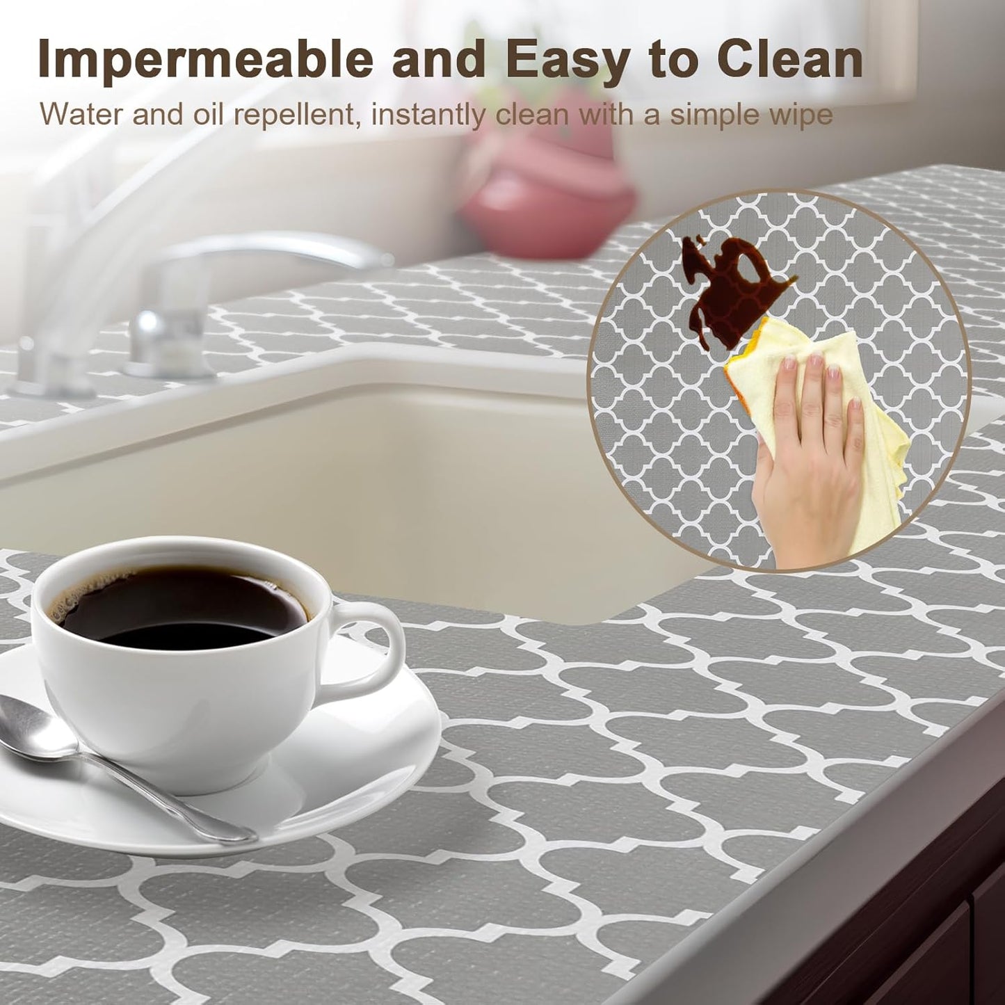 OcePor Non-Adhesive Drawer and Shelf Liner 24IN x 30FT，Non Slip Cabinet and Cupboard Liner, Kitchen Cabinet Liners for Shelves, Waterproof Drawer Shelf Liners for Cabinets/Bathroom Cupboard