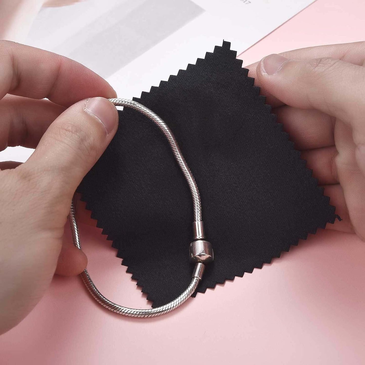 SEVENWELL 100pcs Jewelry Cleaning Cloth Black Polishing Cloth for Sterling Silver Gold Platinum Small Silver Polish 8x8cm